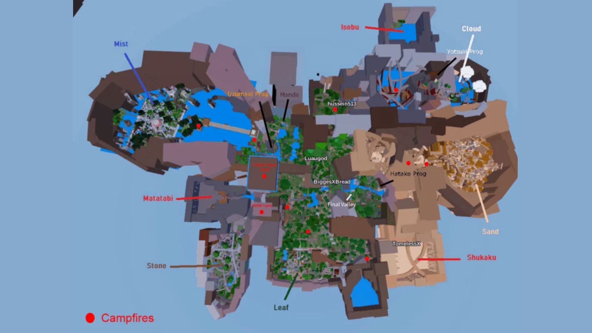 Villages Map in Wagarashi (Source: Roblox)