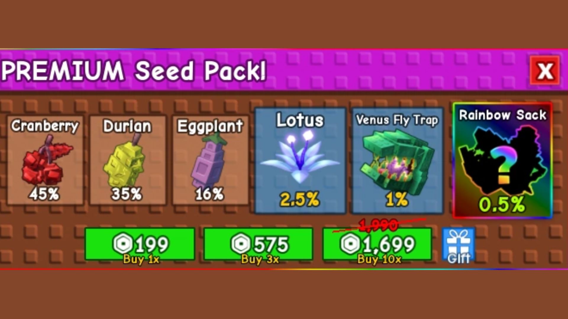 Premium Seed Pack (Source: Roblox)