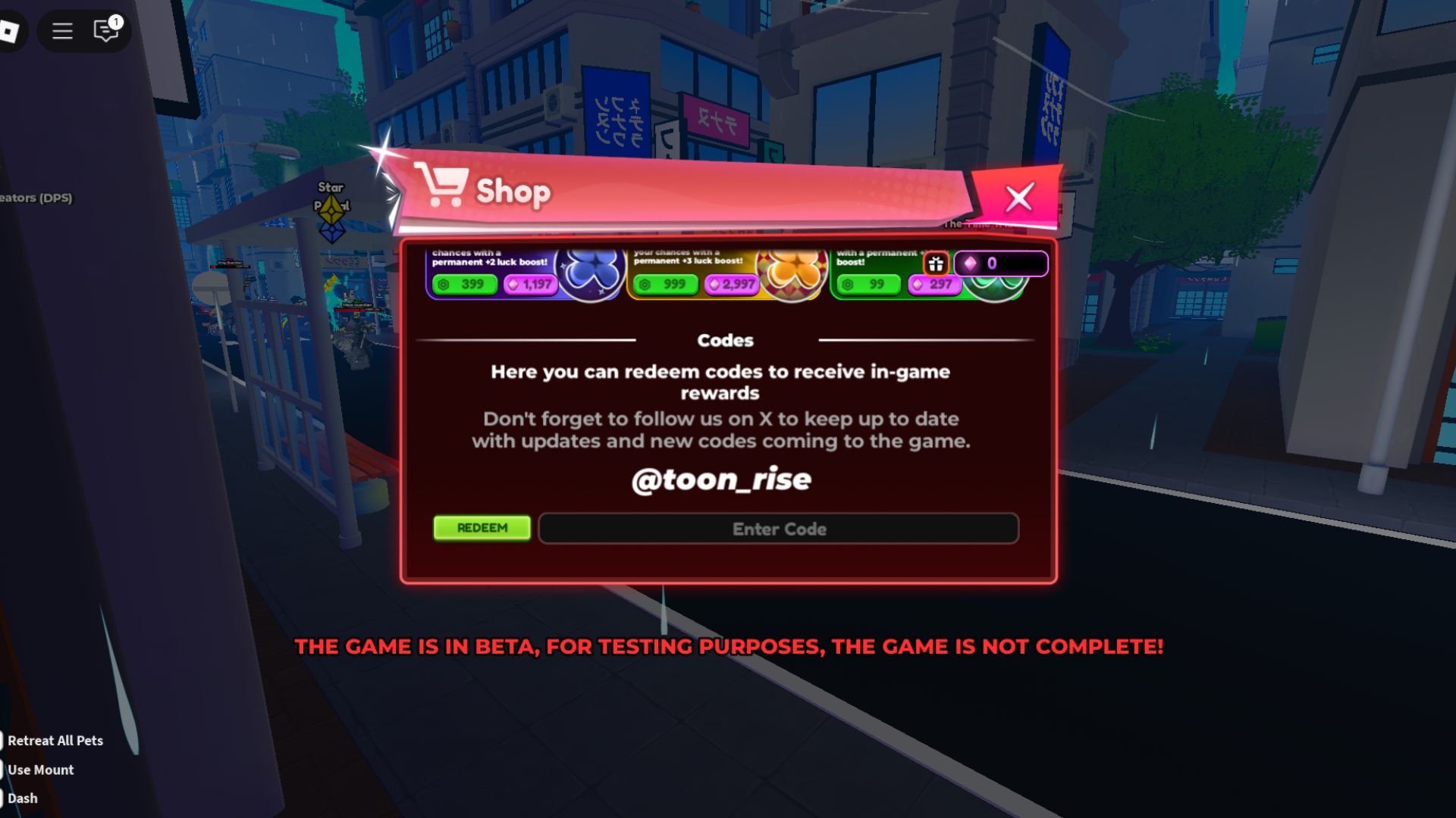 Redeem the codes here (Source: Roblox)