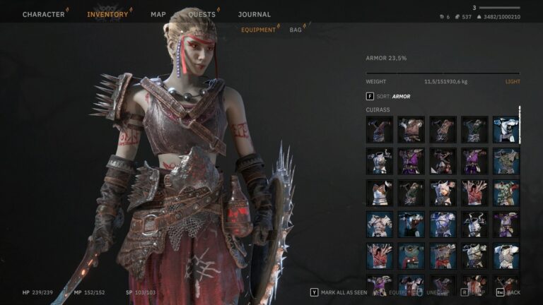 Variety of weapons and armor to use
