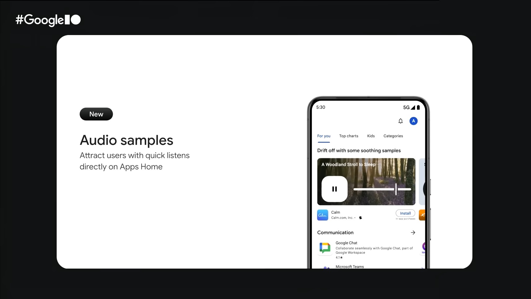 Picture describes why placing audio samples alongside the app in the Play Store home screen