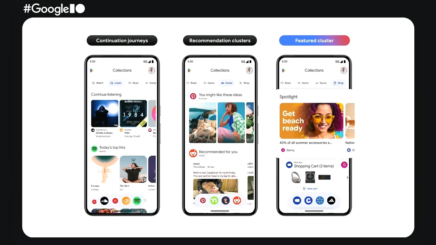 Picture of the Collections UI of the Play Store
