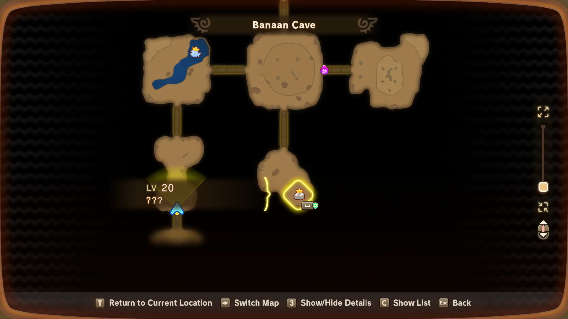 Find a level 20 boss in Banaan cave (Image via Level-5 and @fawntasylife/YouTube)