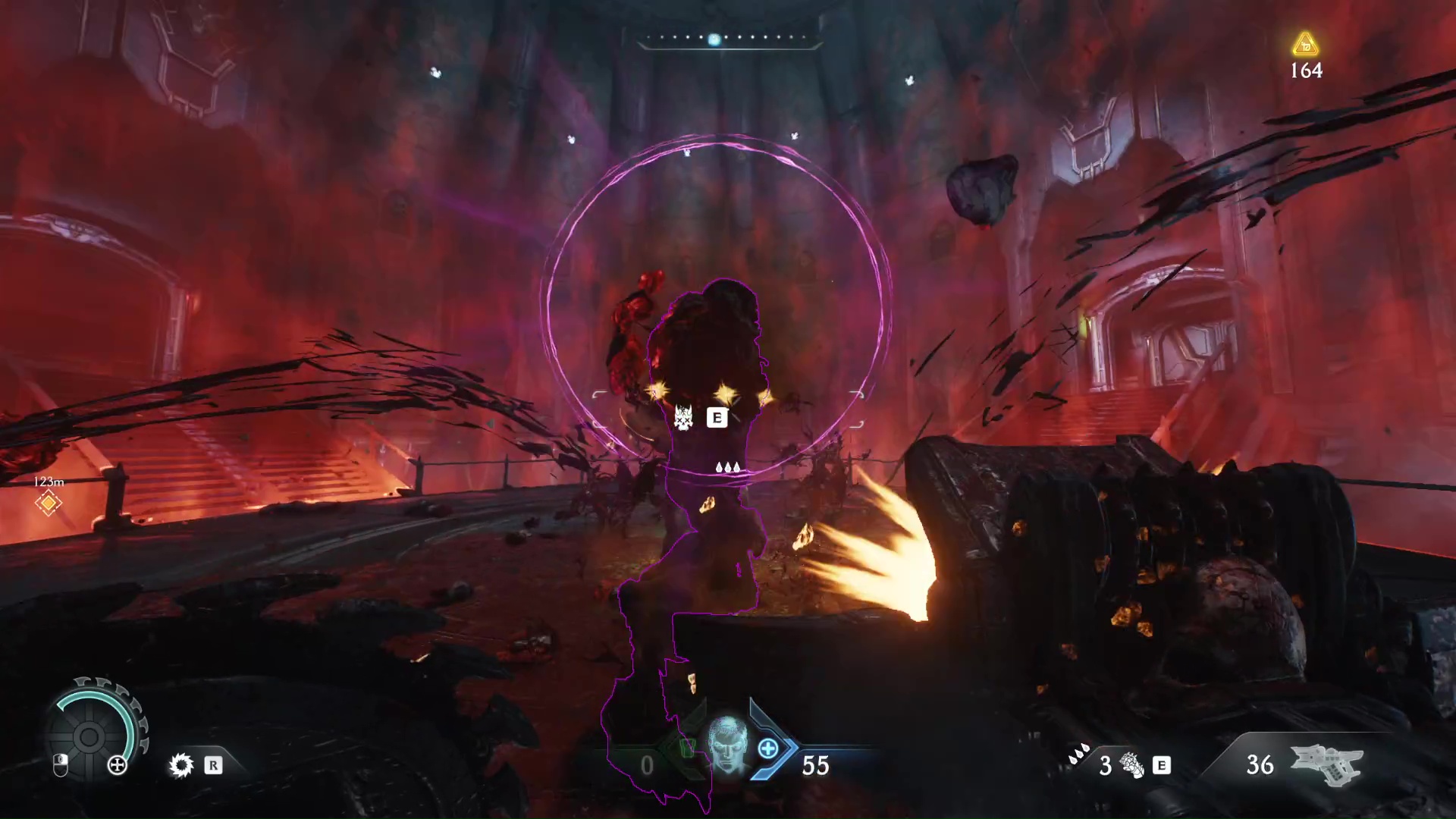 You can perform a finisher when the enemy has this purple outline in Doom The Dark Ages.