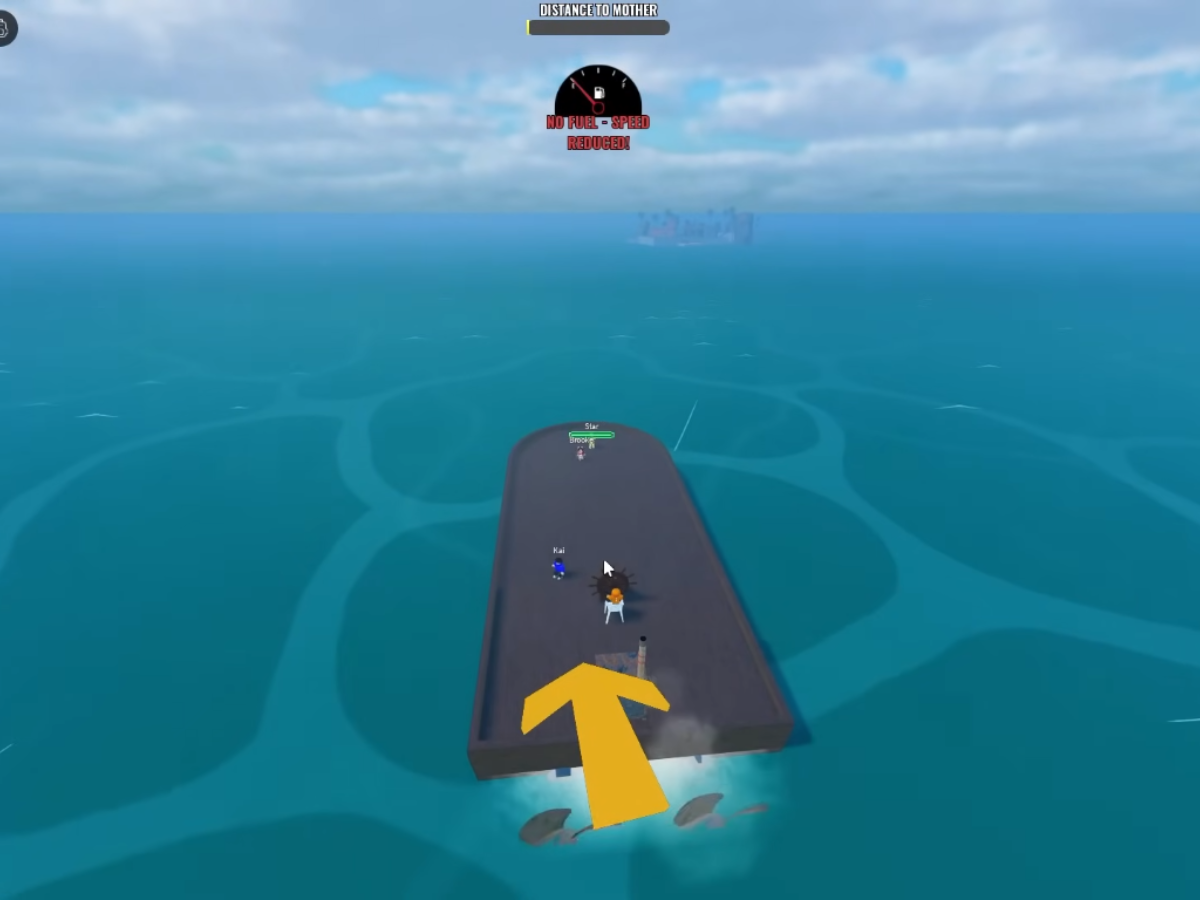 The meter shows your fuel, and the bar indicates distance from the mother (Image via Roblox Corporation)