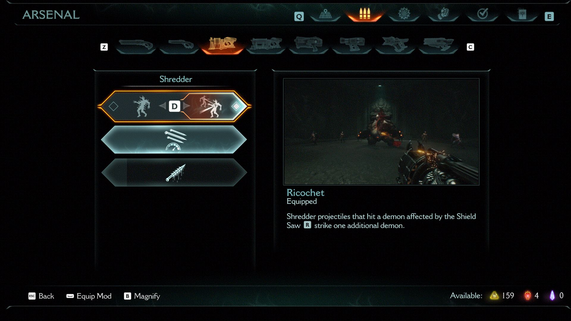 The Rail Spike Shredder upgrades (Source: Bethesda Softworks)