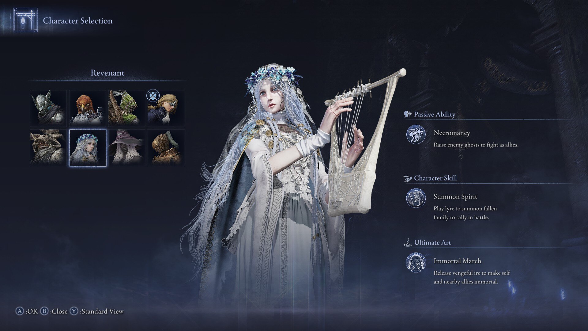 Overview of Revenant's skills and passives (Image via FromSoftware)