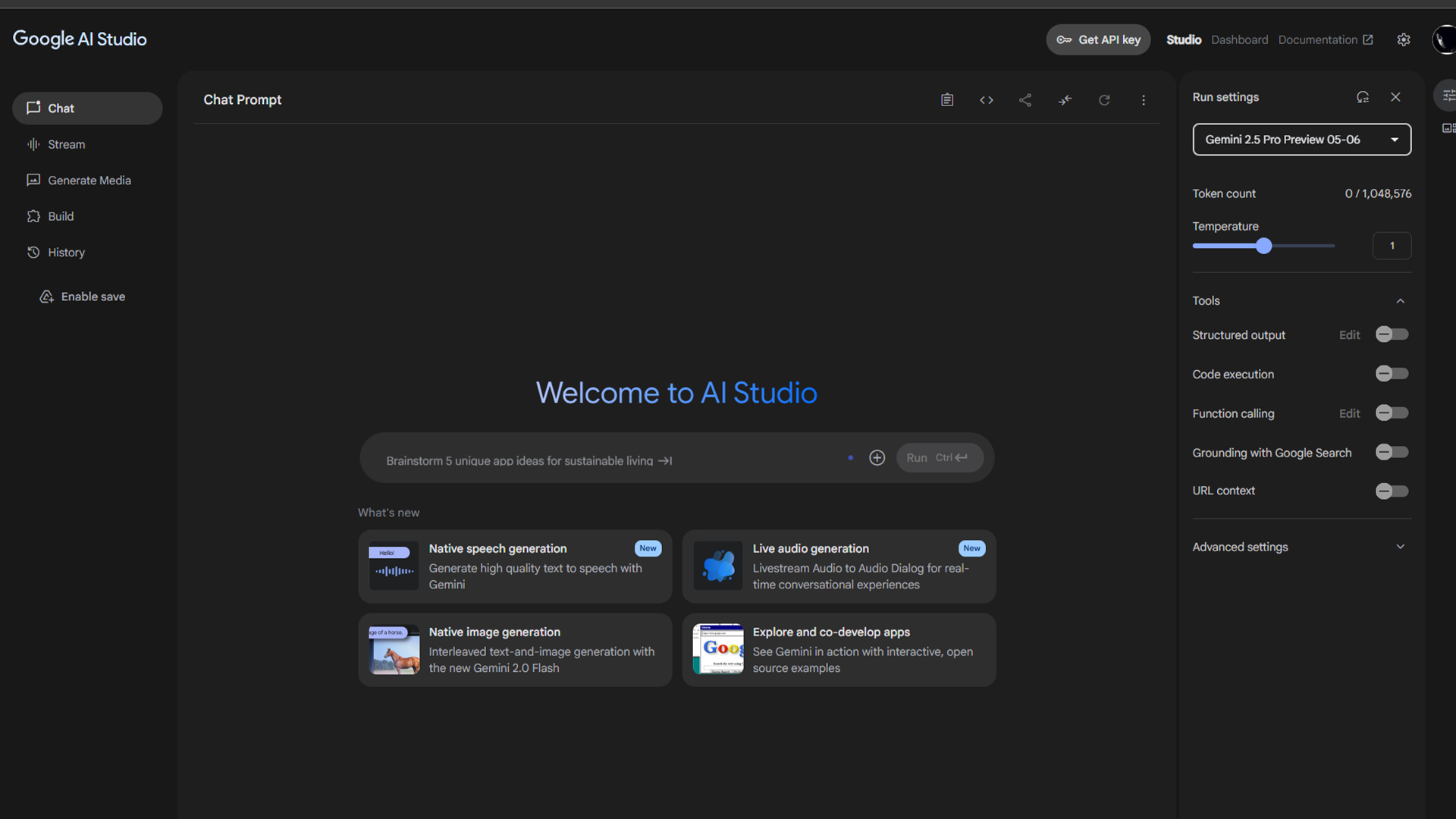 image showing Google AI Studio, where all the magic happens (Image via Google)