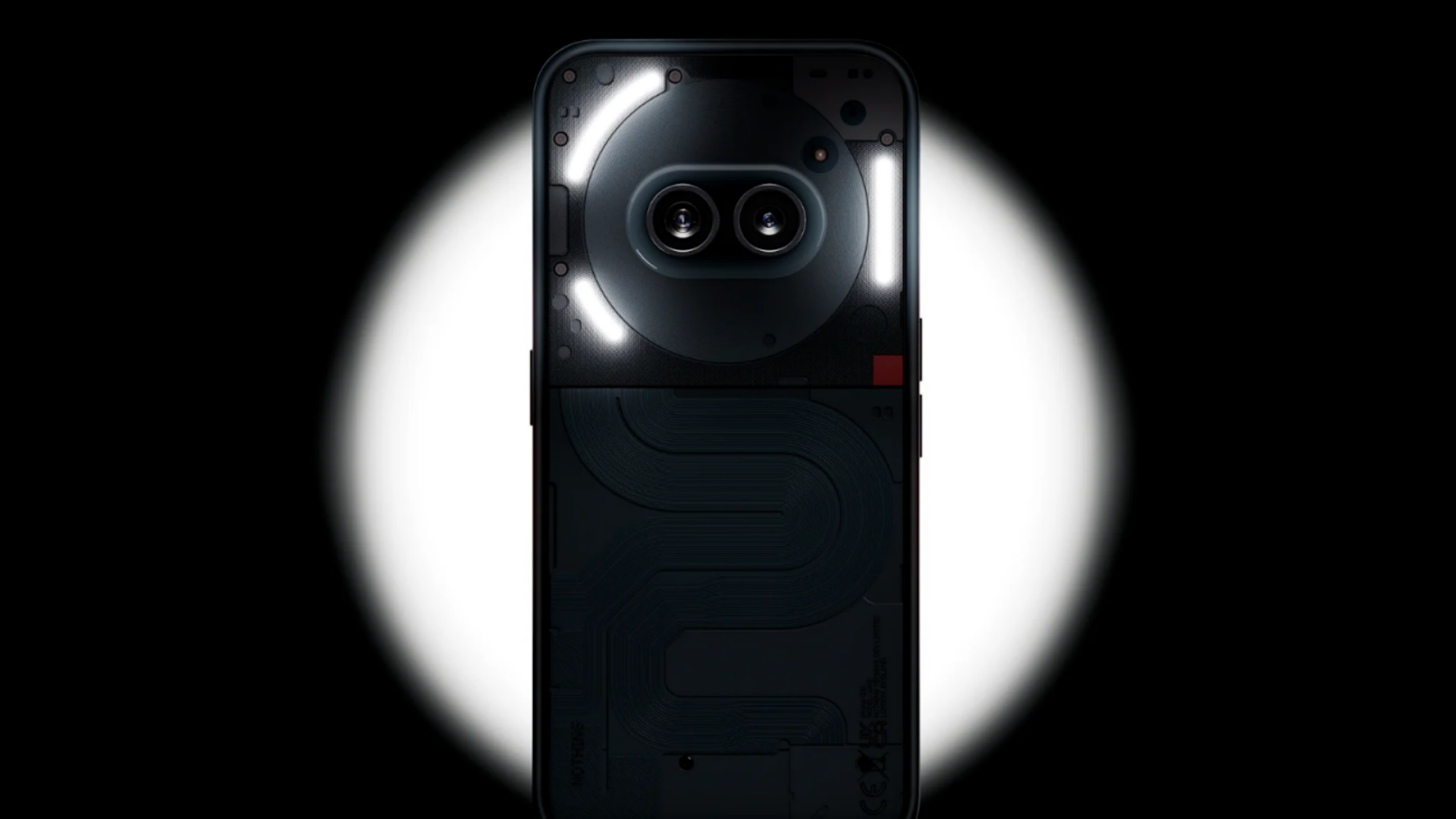 Nothing Phone 2A camera design highlighted with glyph interface lit up (Image via: Nothing)