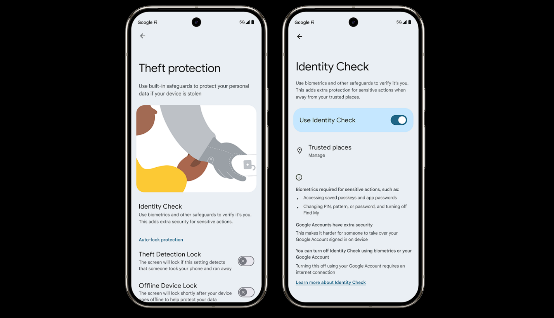Theft Protection & Identity Check Feature Details (Image via: Google)