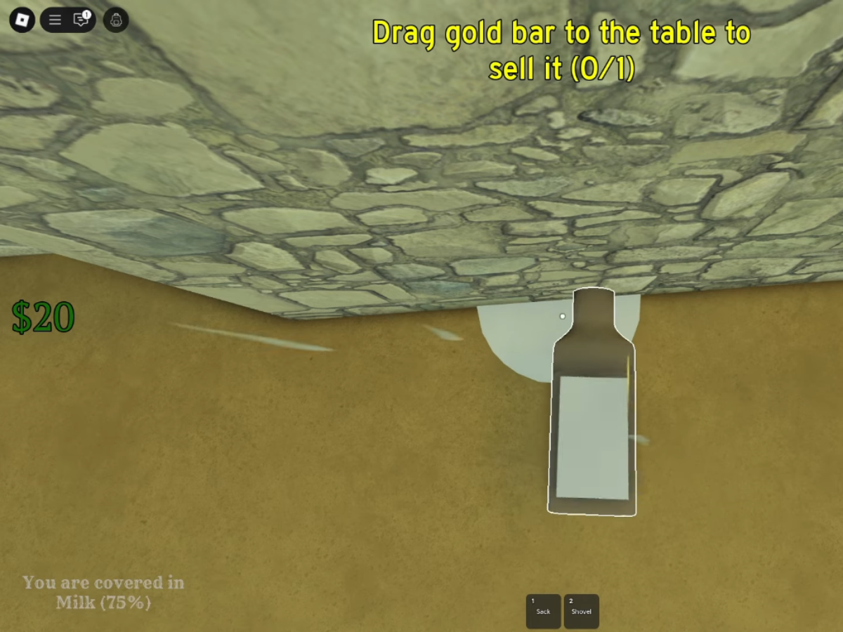 The bottle should be directed towards the ground (Image via RCM Games | Roblox)