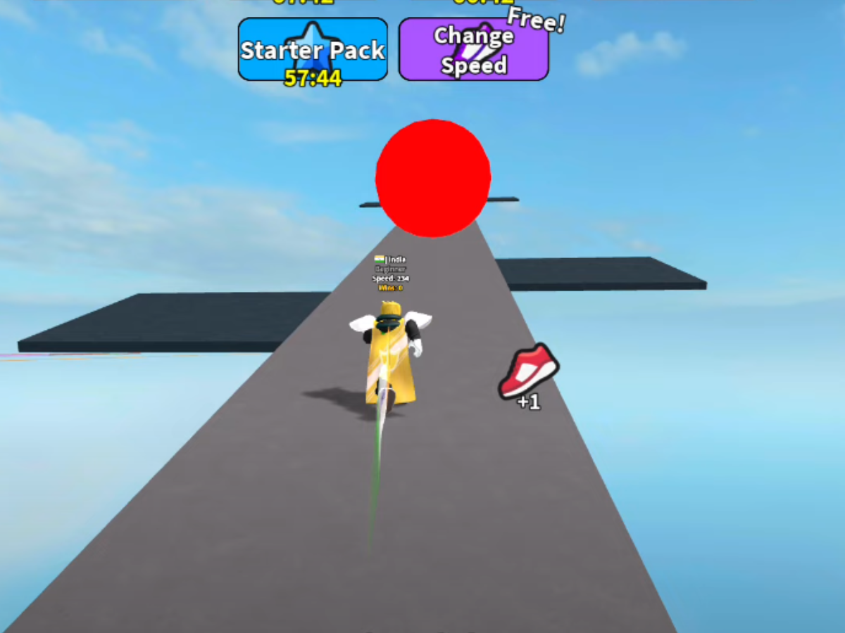 This is a regular ramp where you must avoid the red boulder (Image via lol games.. | Roblox)
