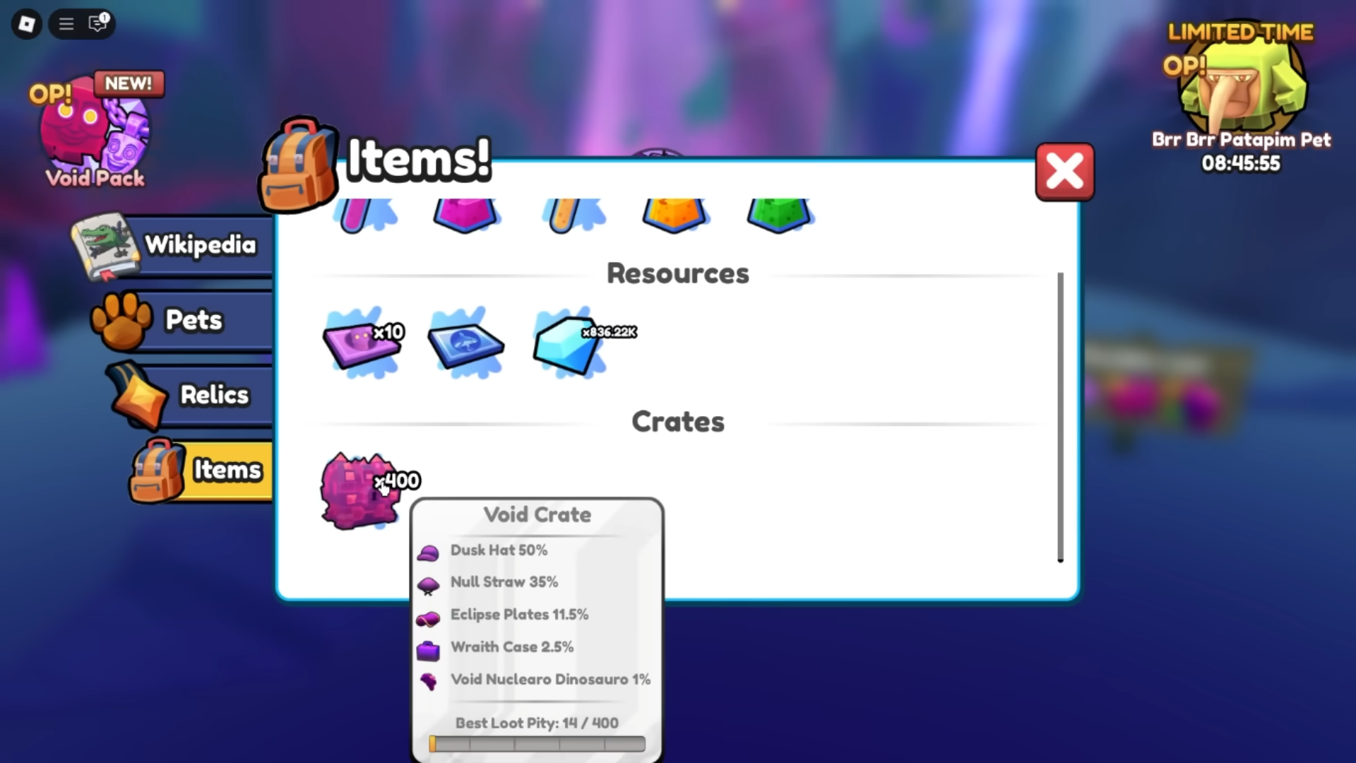 You may be required to open multiple Void Crates (Image via Brainrot Evolution | Roblox)