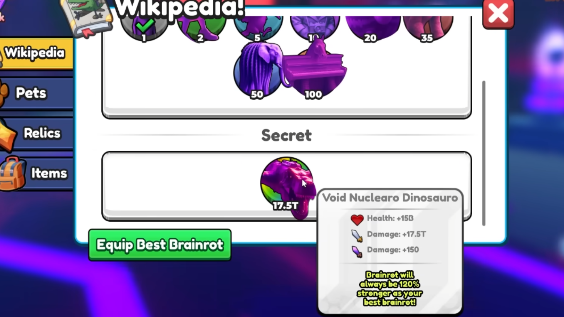 The New Brainrot Character comes with stat buffs (Image via Brainrot Evolution | Roblox)
