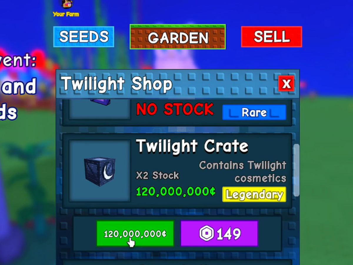 The Twilight Crate costs 120,000,000 Sheckles (Image via Roblox Corporation)