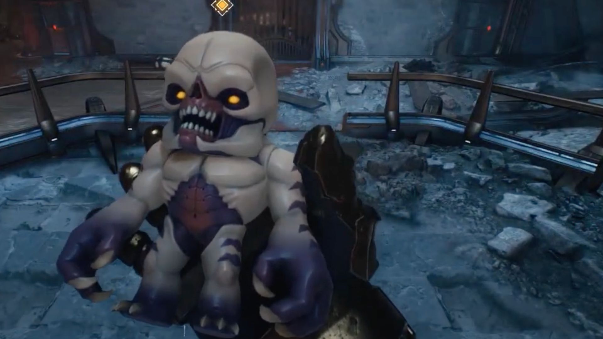 Find the toy behind the breakable wall in Doom The Dark Ages Chapter 4 (Image via Bethesda Softworks, @WoW Quests/YouTube)