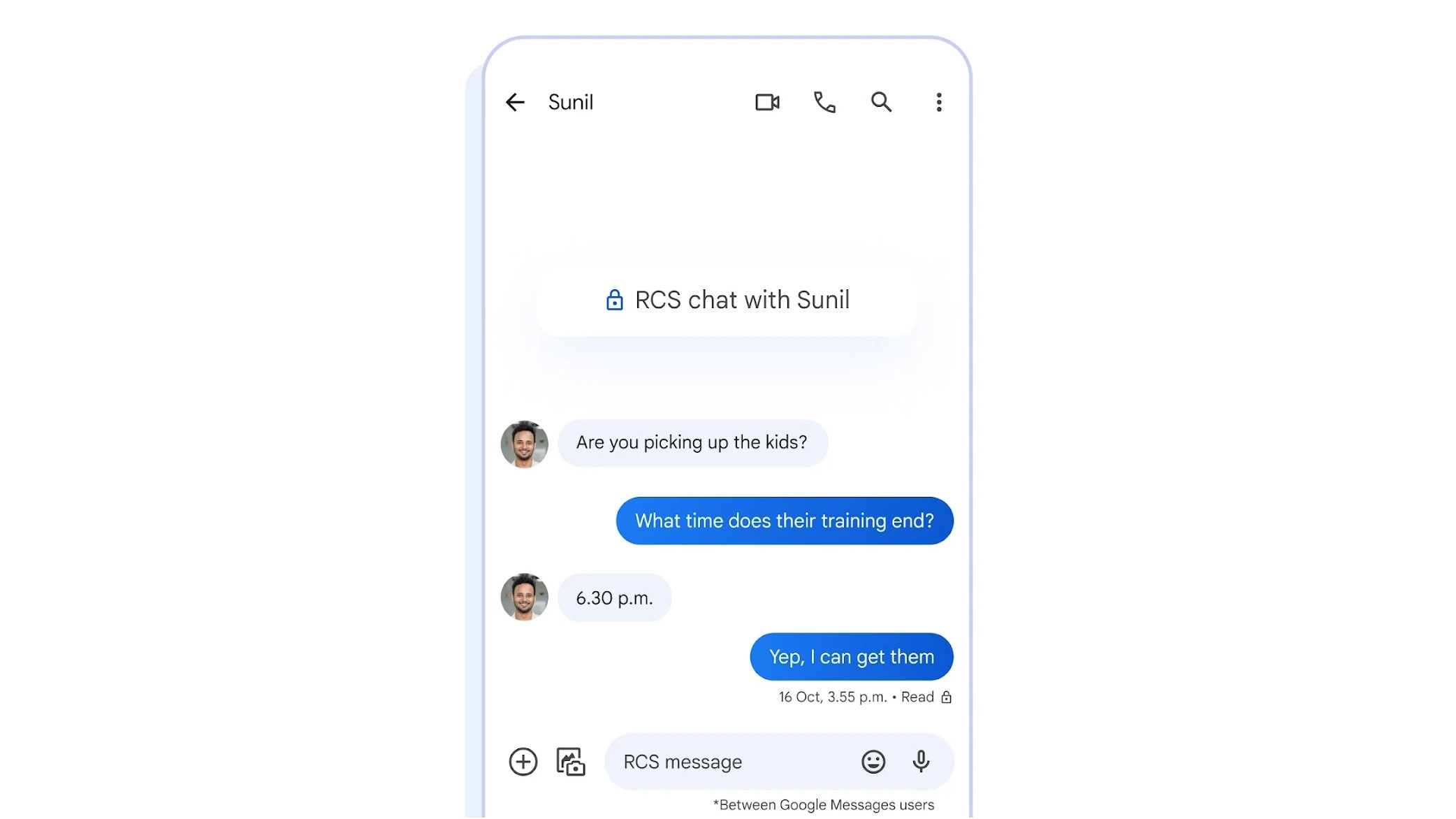 The RCS chats of Google Messages are encrypted for privacy and security (Image via Google)