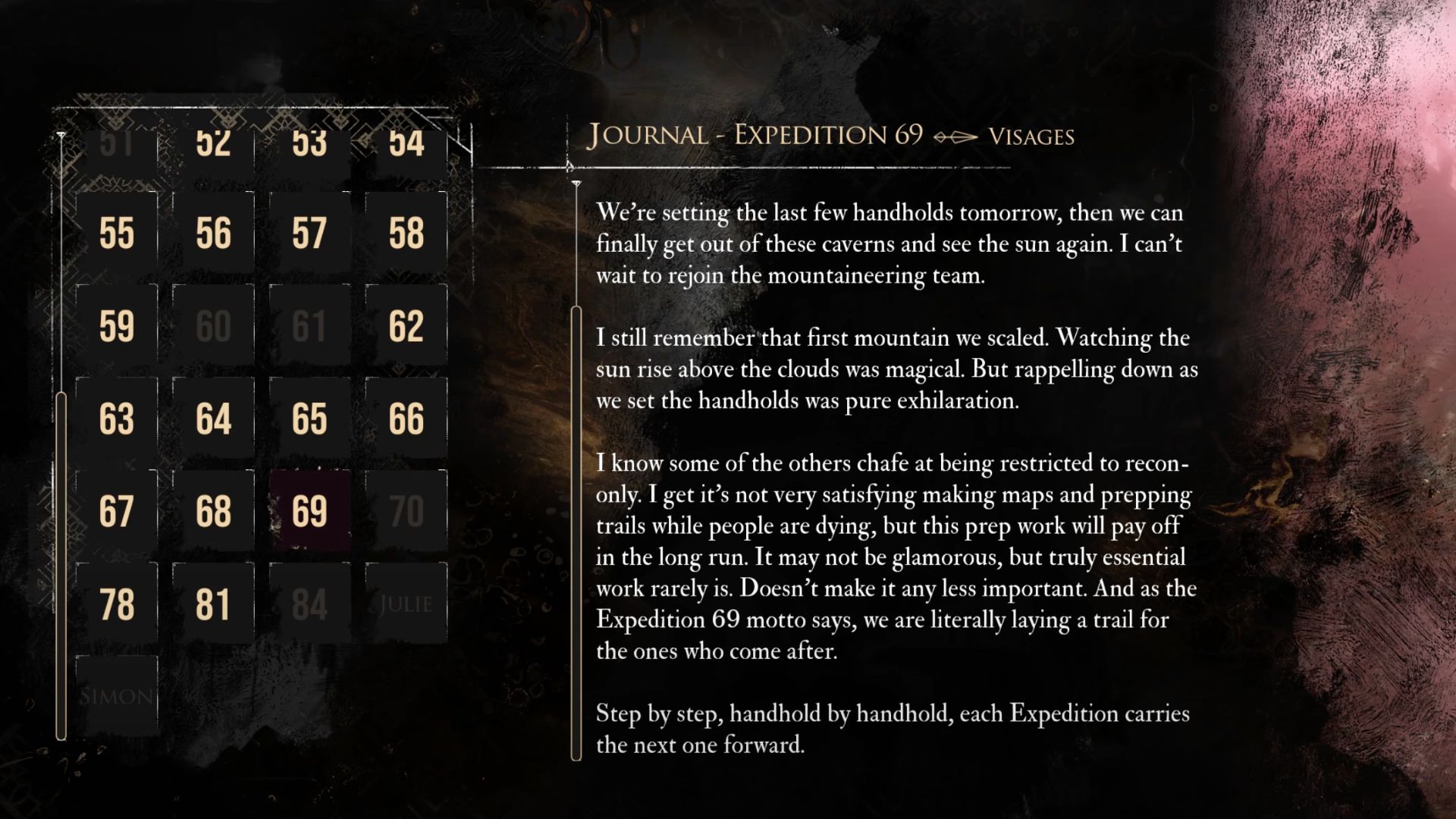 You will find Expedition 69 near a Boucheclier and Moissonneuse enemy.