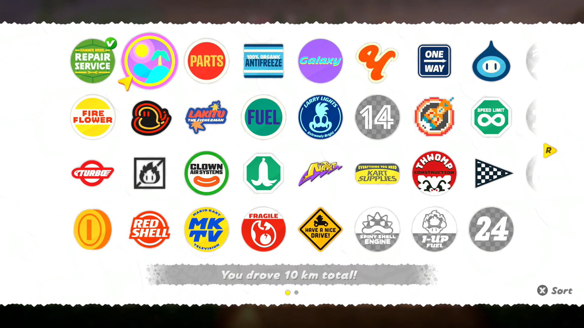There are a bunch of stickers to get in Mario Kart World (Image via Nintendo and @BigSpoonGaming/YouTube)