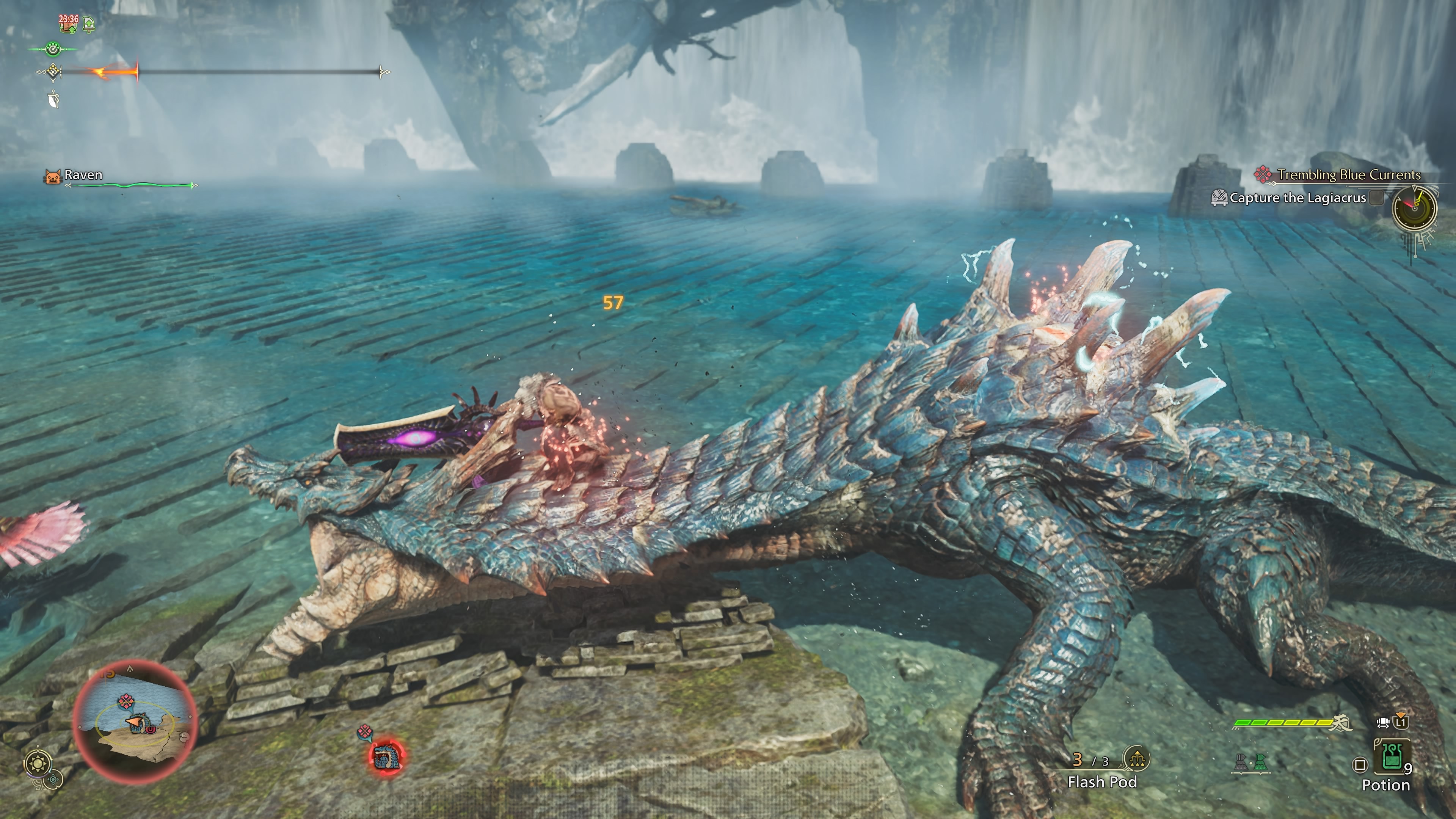 Mounting is the best way to create wounds on Lagiacrus (Image via Capcom)