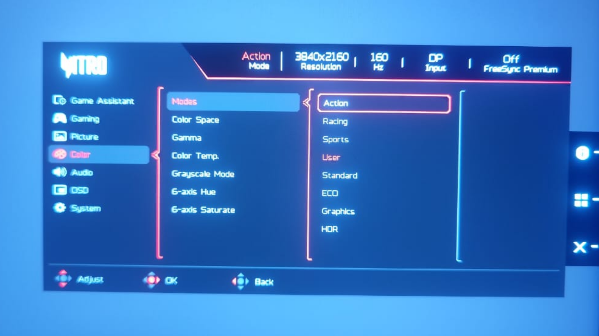 Action or FPS mode is best for FPS gaming on a gaming monitor (Image via Acer | Deltia's Gaming)