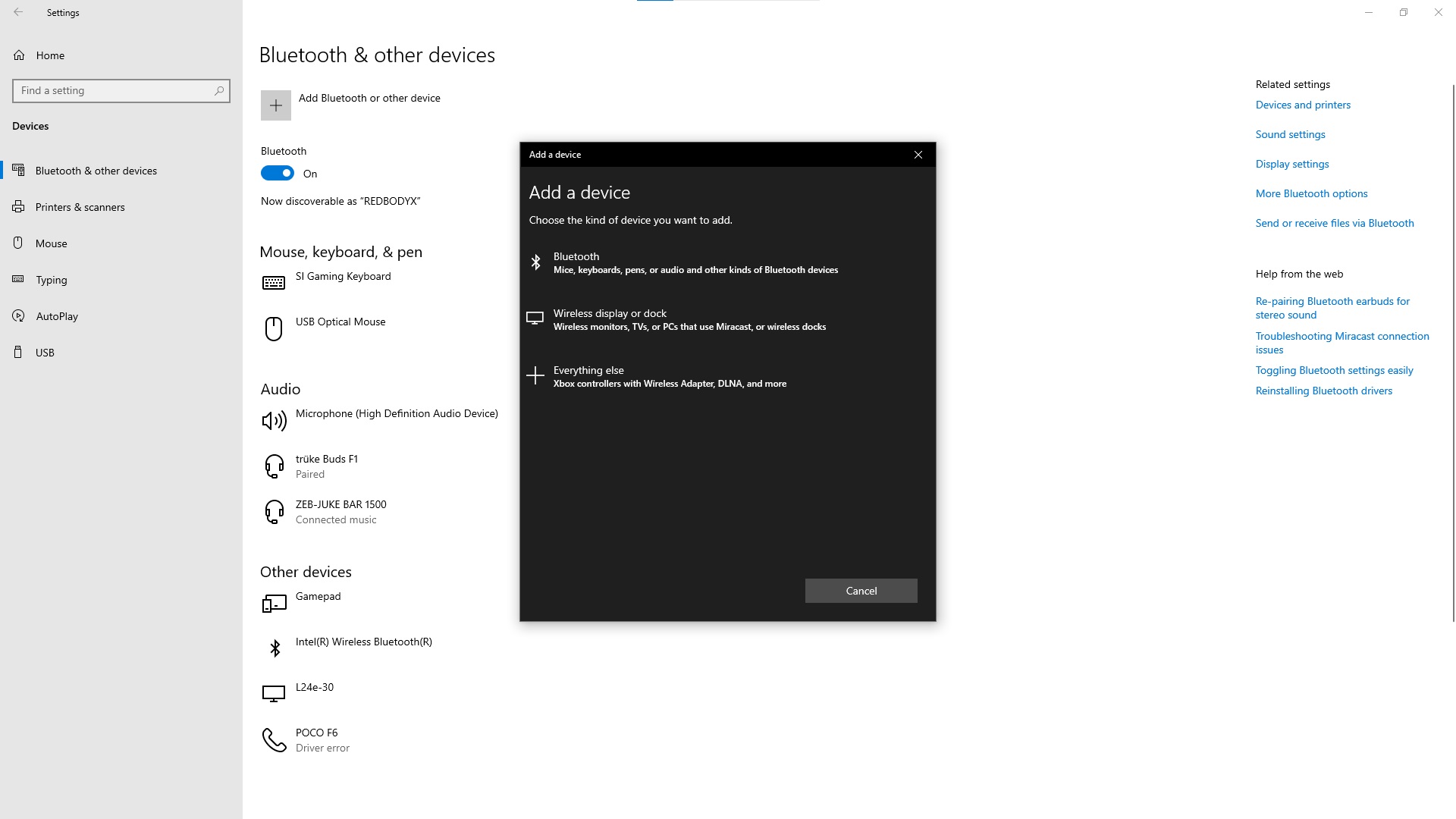 Adding Bluetooth device option in the Settings app (Image via Deltia's Gaming)