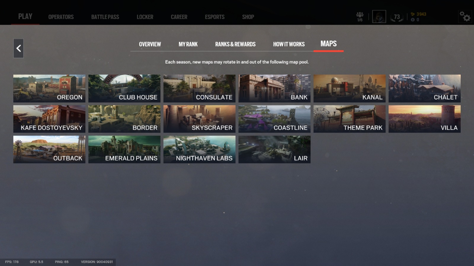 All Rainbow Six Siege X Ranked Maps.