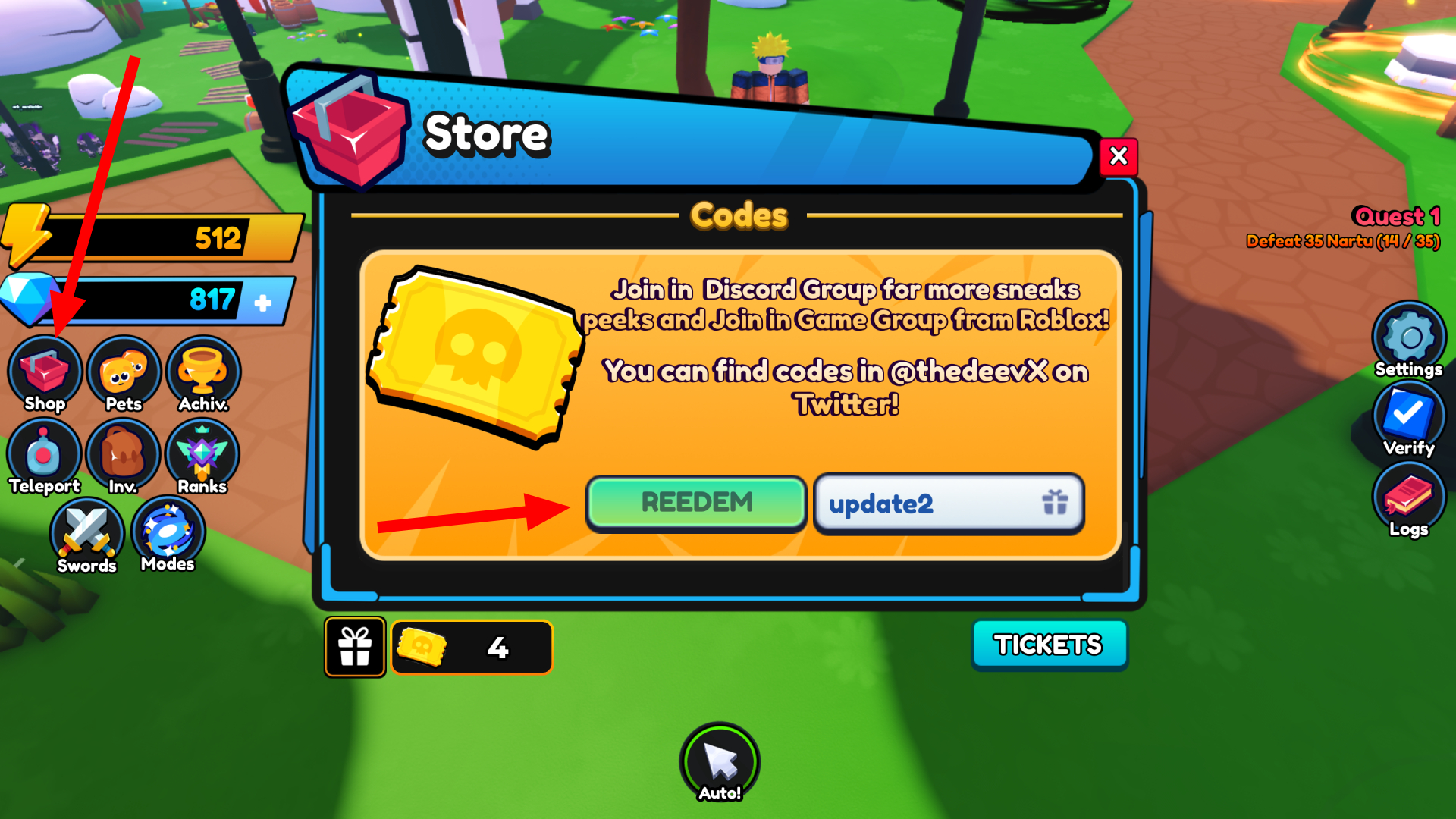 Anime Verse X Code Box (Image via Roblox)