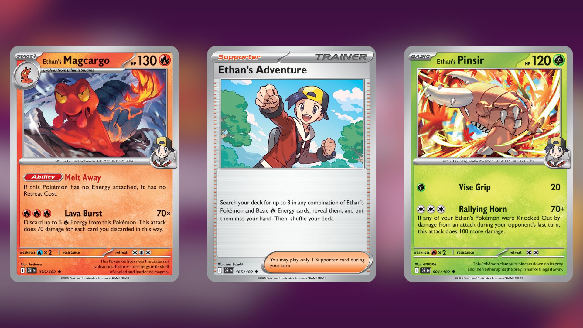 Ethan's Magcargo, Ethan's Adventure, and Ethan's Pinsir (Image via TPC)