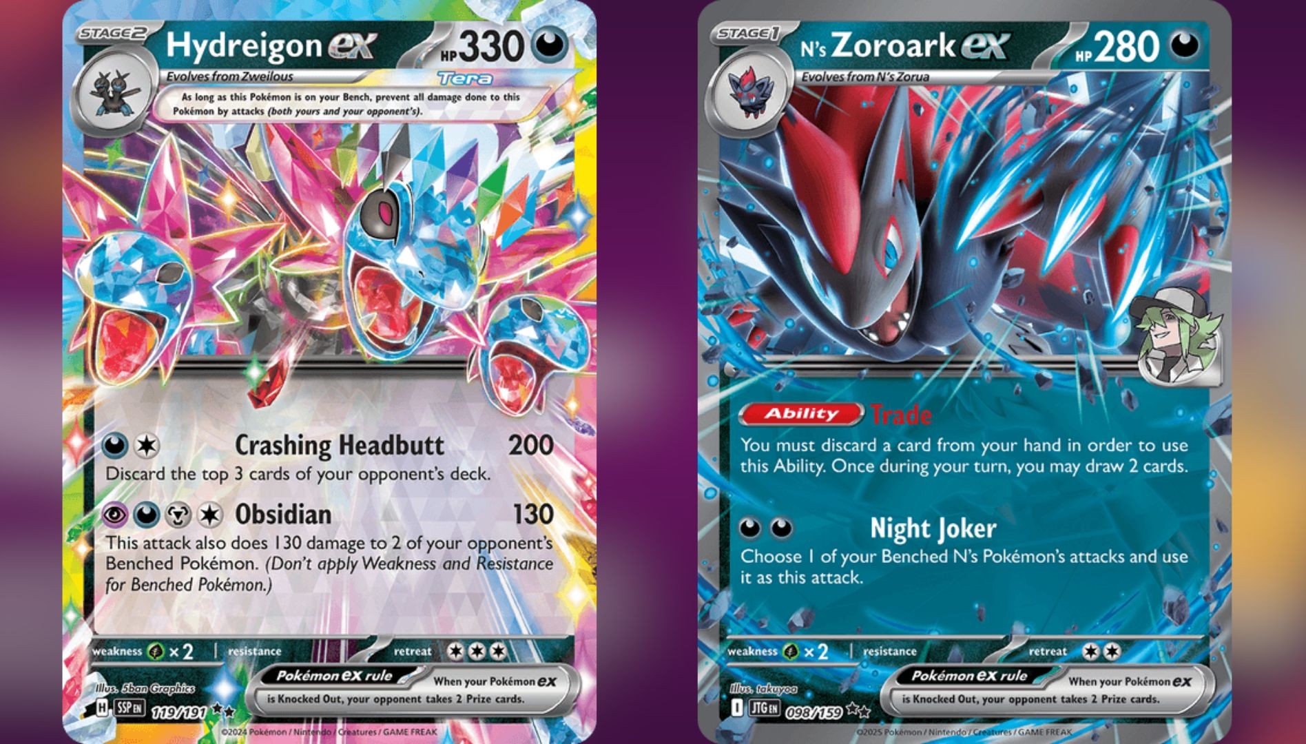 Hydreigon ex and N's Zoroark ex (Image via TPC)