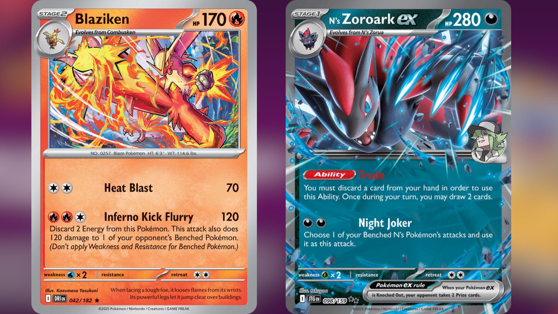 Blaziken and N's Zoroark ex (Image via TPC)