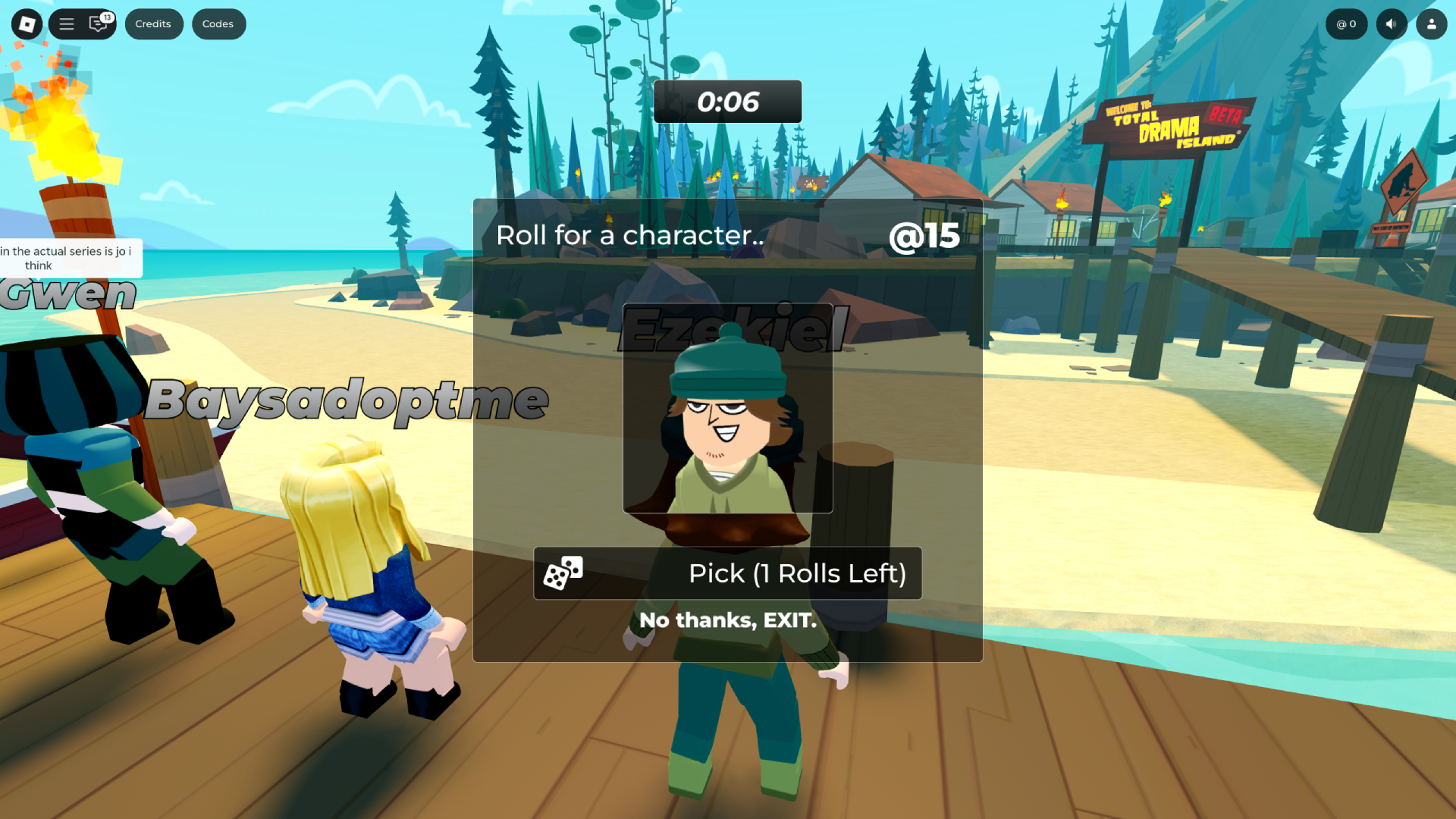Character Selection (Image via Total Drama Island/ Roblox)
