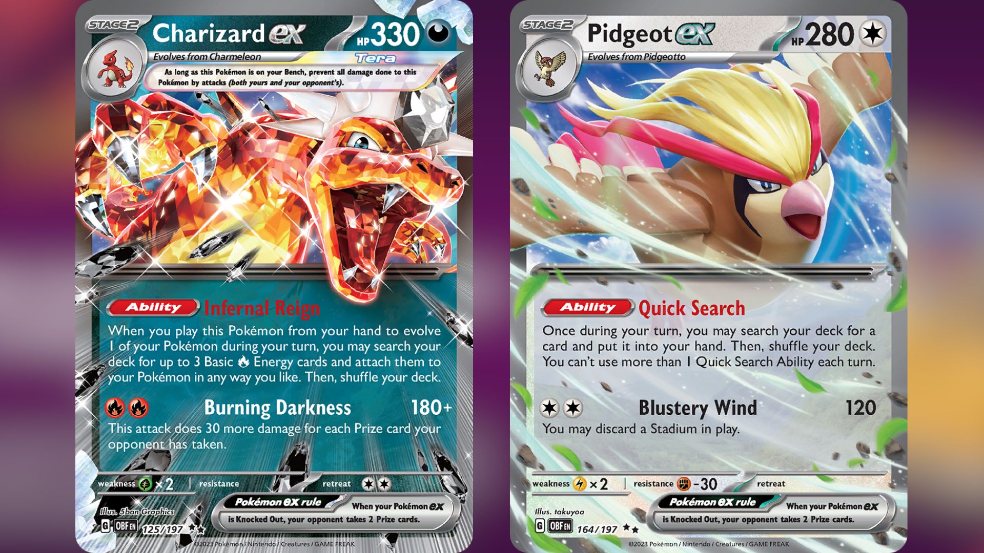 Charizard ex and Pidgeot ex (Image via TPC)