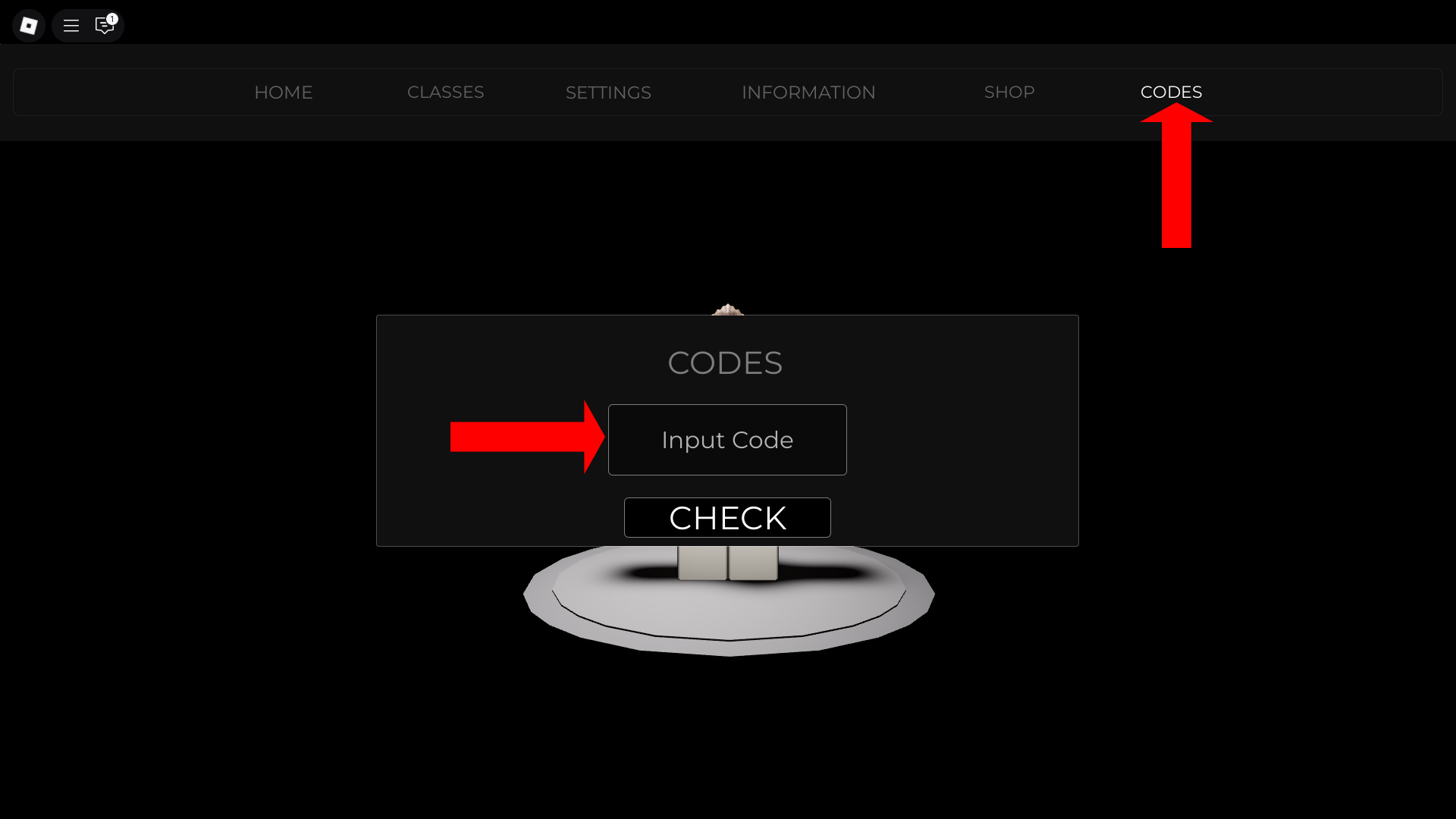 Redeem your codes here (Image via Roblox Corporation)