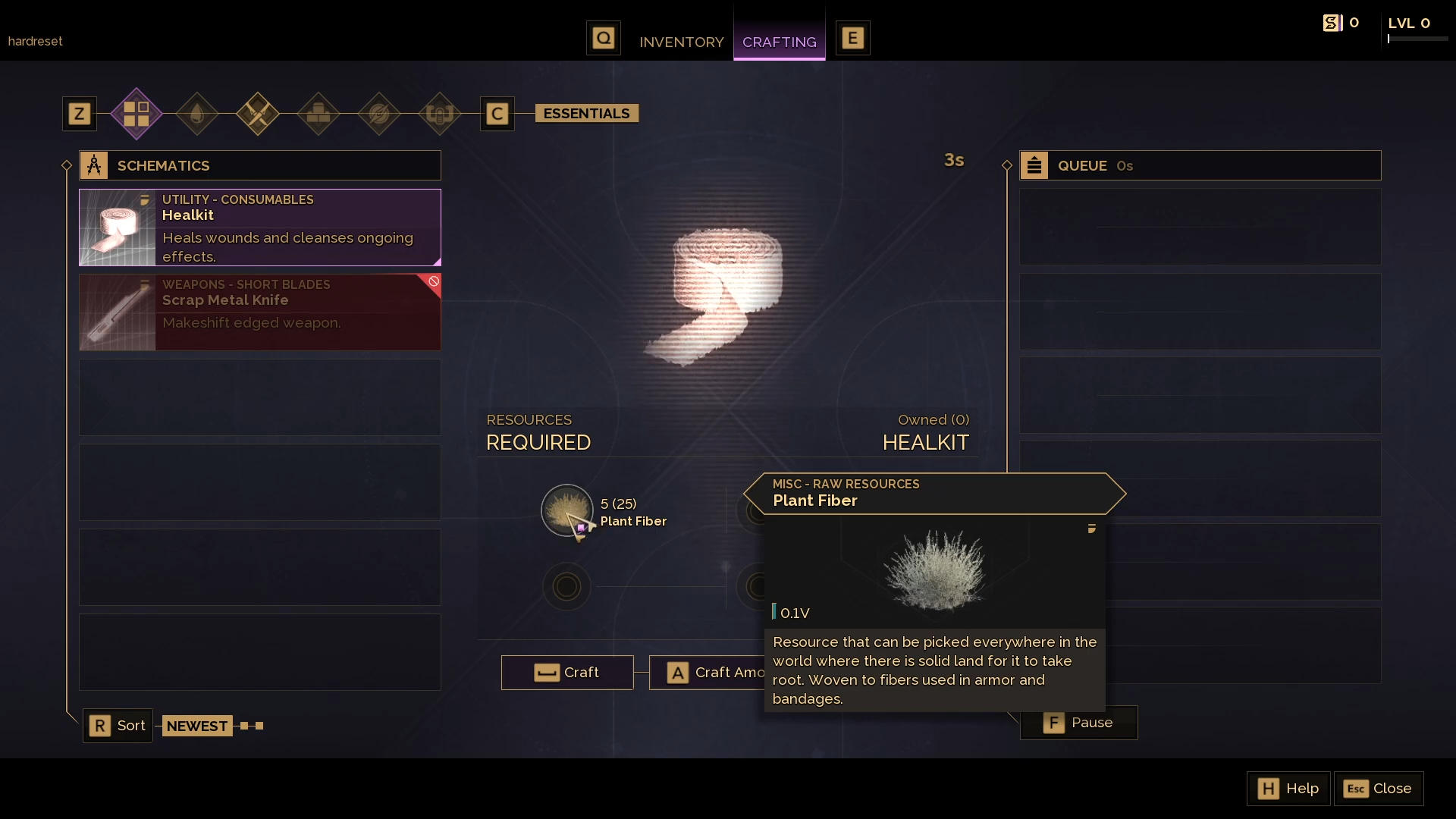 You can craft a Healkit with 5 units of Plant Fiber. (Source: Funcom)