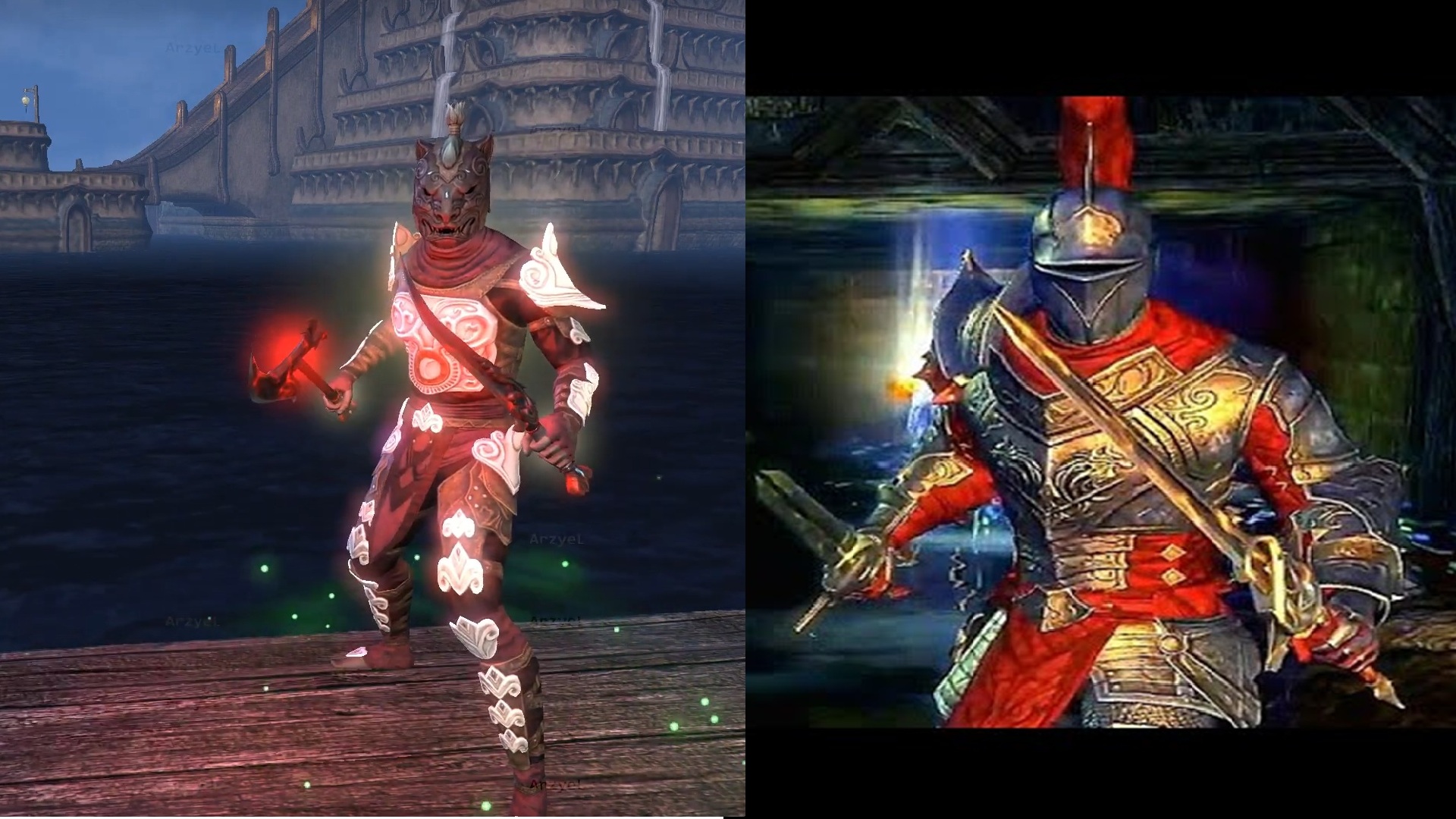 Darloc Brae and Shattered Fate sets (Image via Bethesda Softworks | @ArzyeL Gaming/YouTube | @Kerkhoff/YouTube)