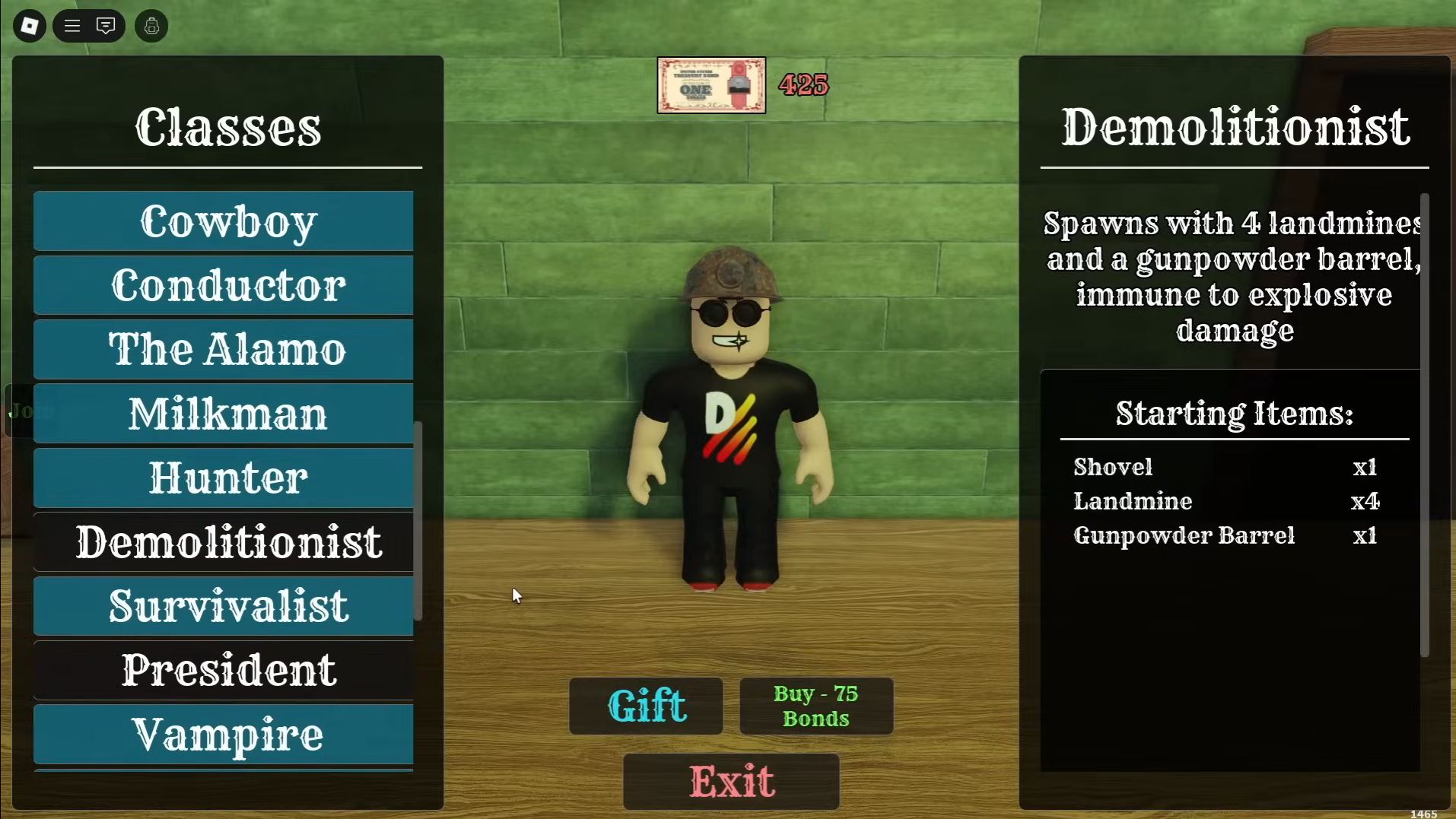 Demolitionist class in Dead Rails (Image via Roblox)