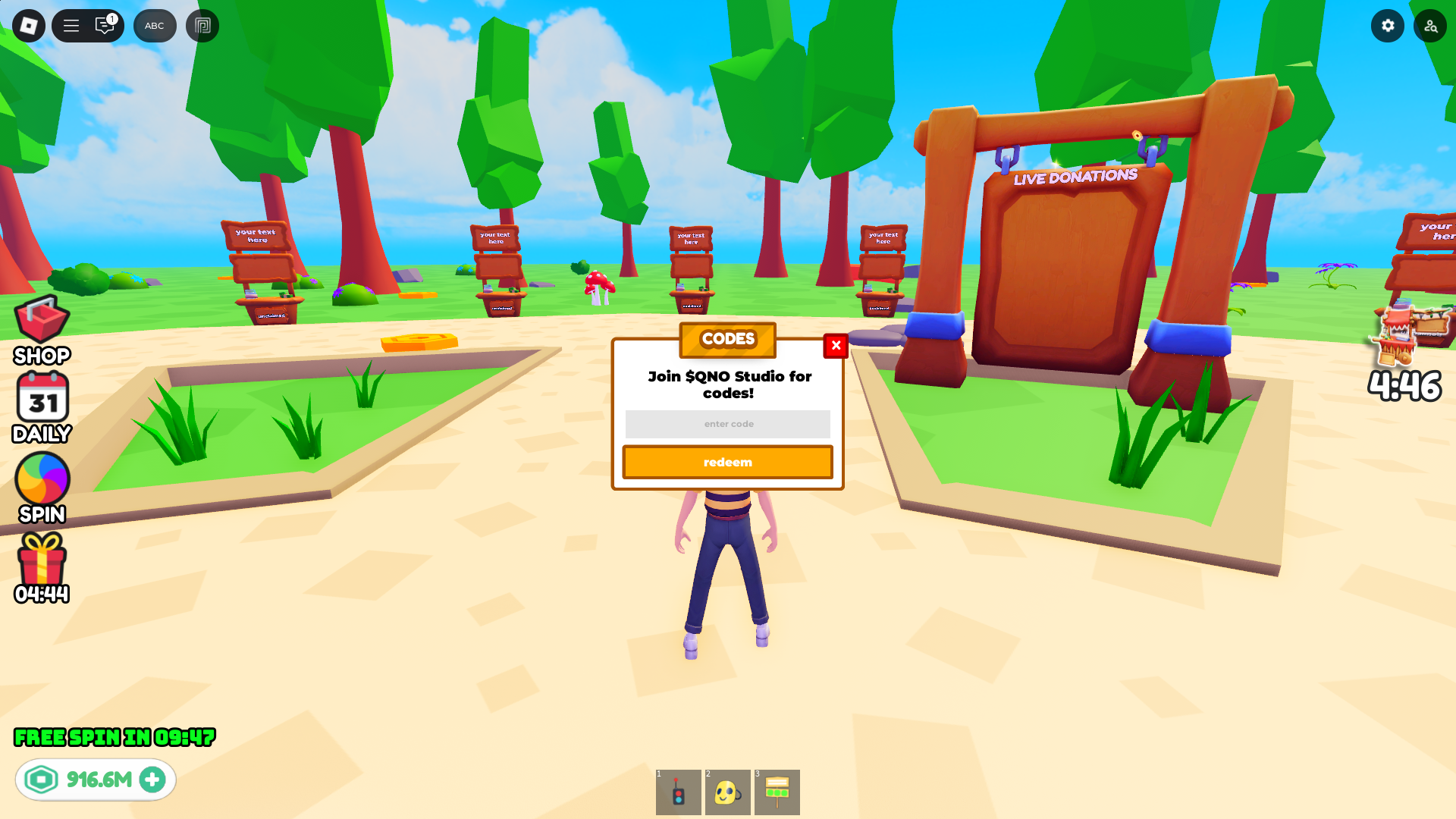Redeeming codes (Image via Roblox)