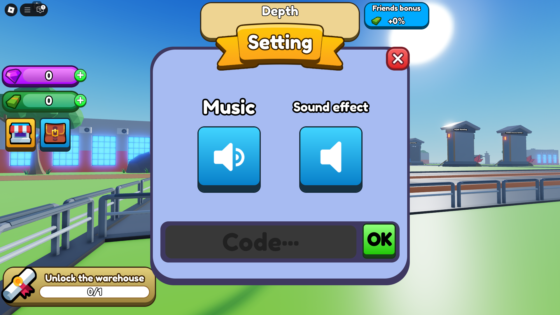 Redeeming codes from settings (Image via Roblox)
