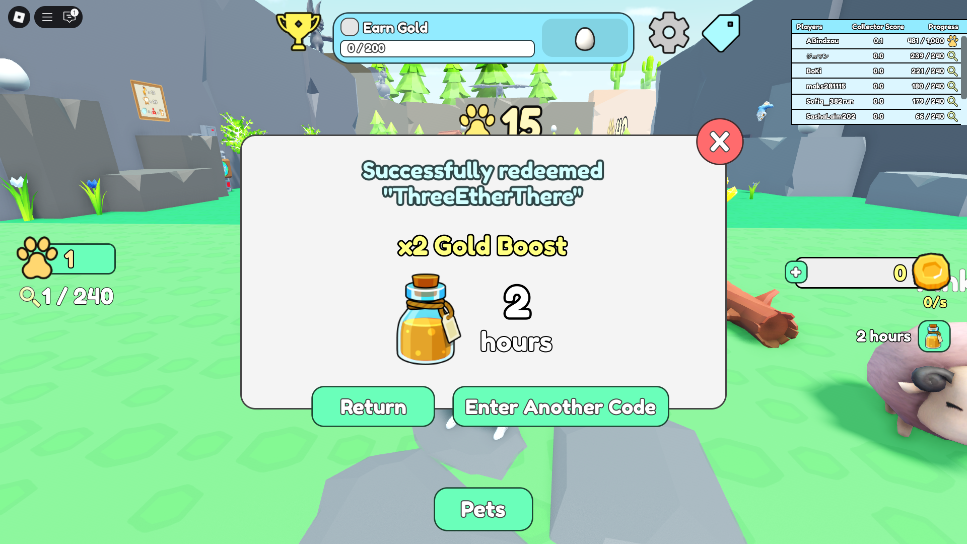 Rewards from codes (Image via Roblox)