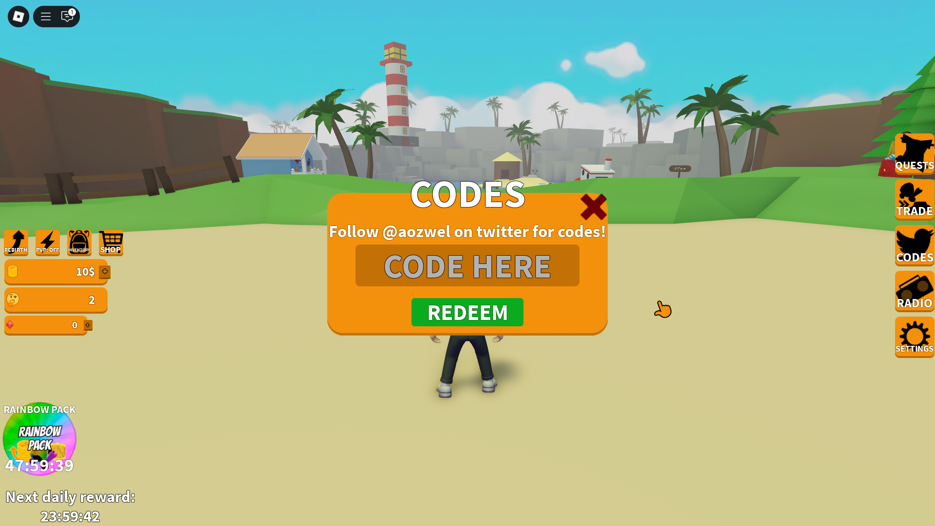 Redeeming codes (Image via Roblox)