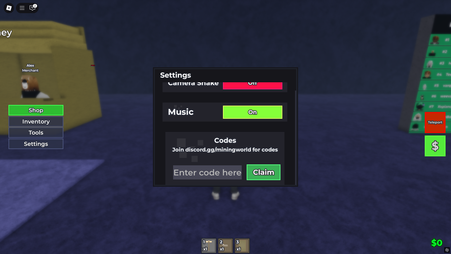 Redeeming codes (Image via Roblox)