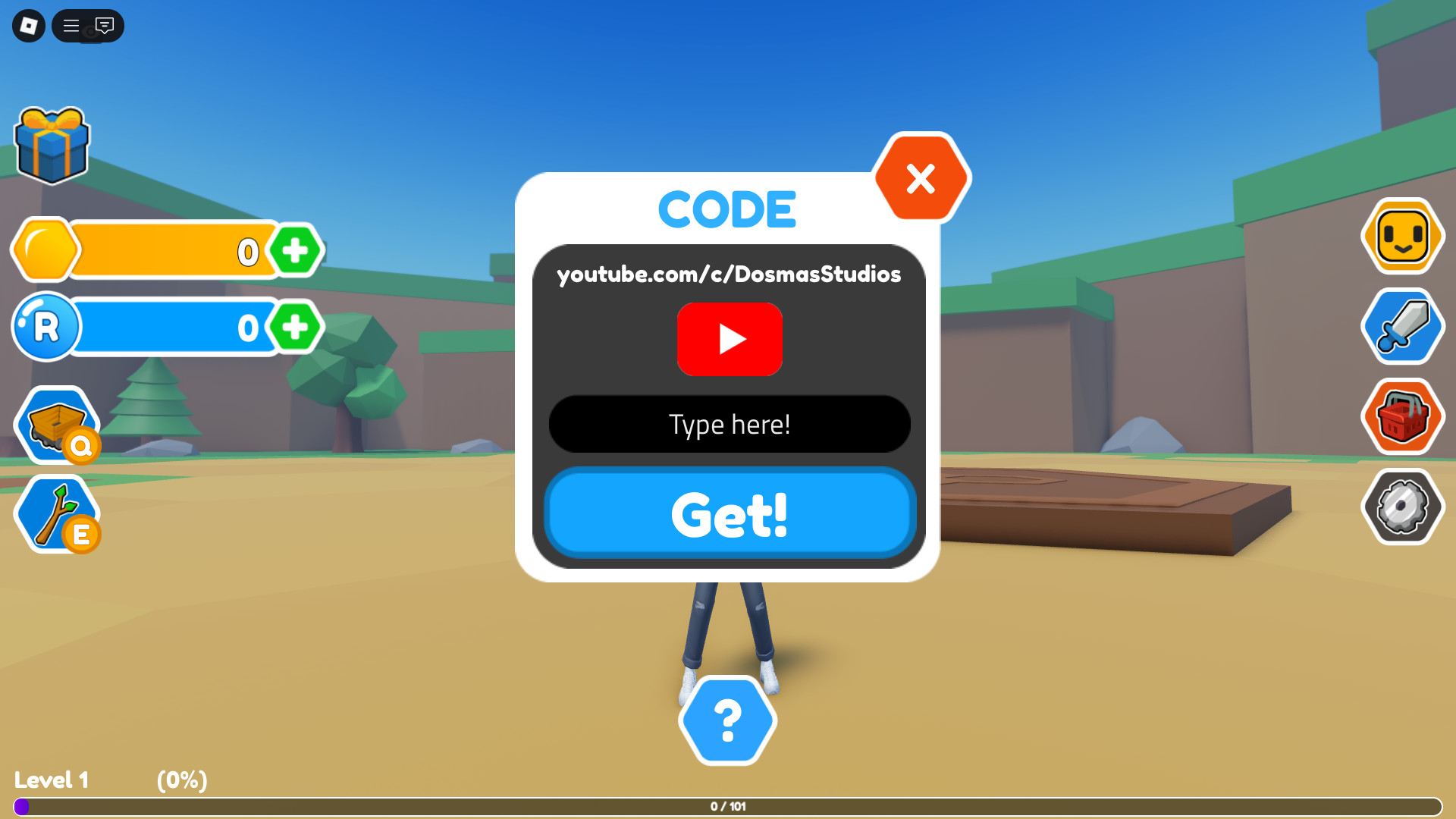 Redeeming codes in My Bee Tycoon (Image via Roblox)