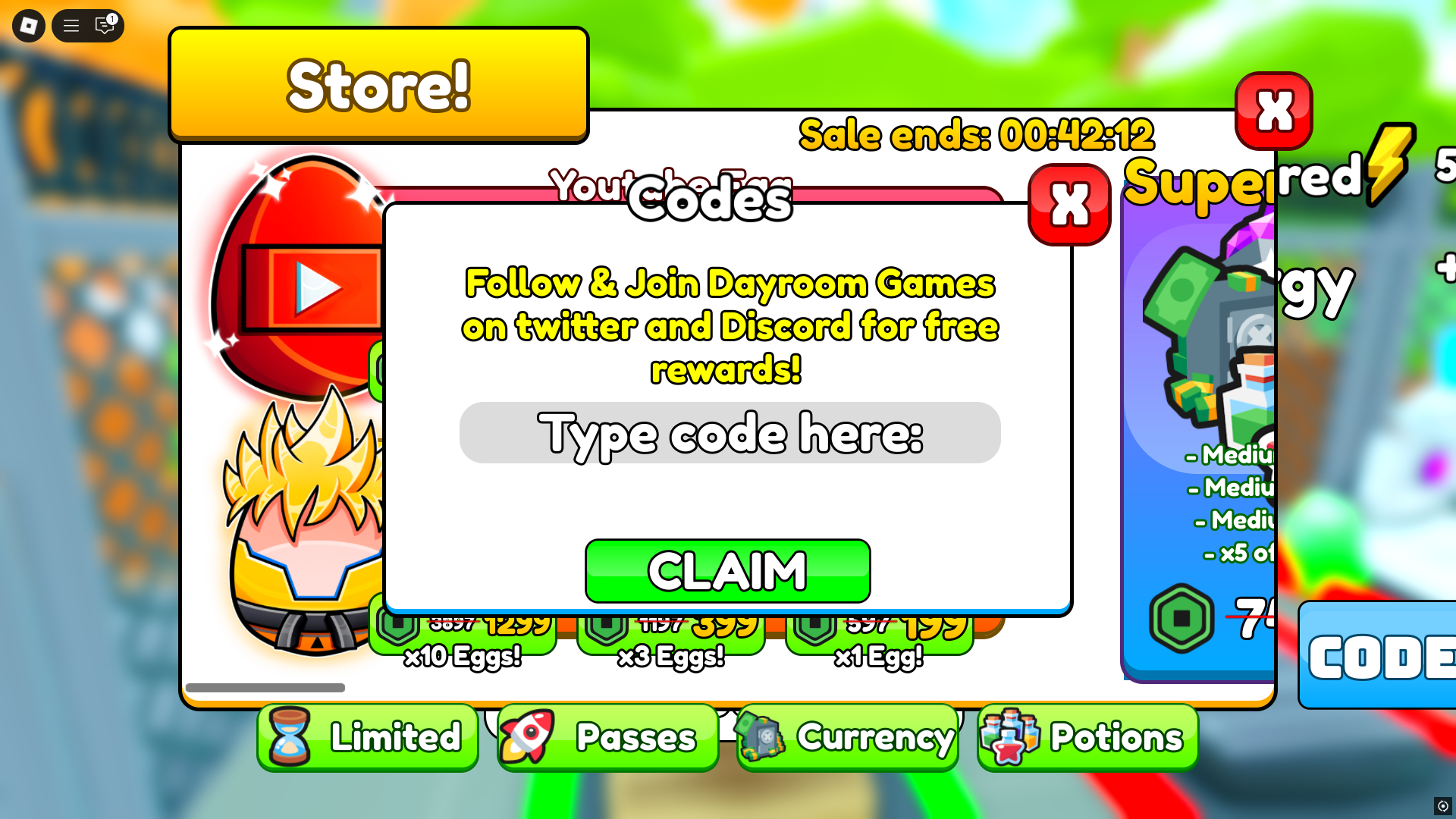 Redeeming codes (Image via Roblox)