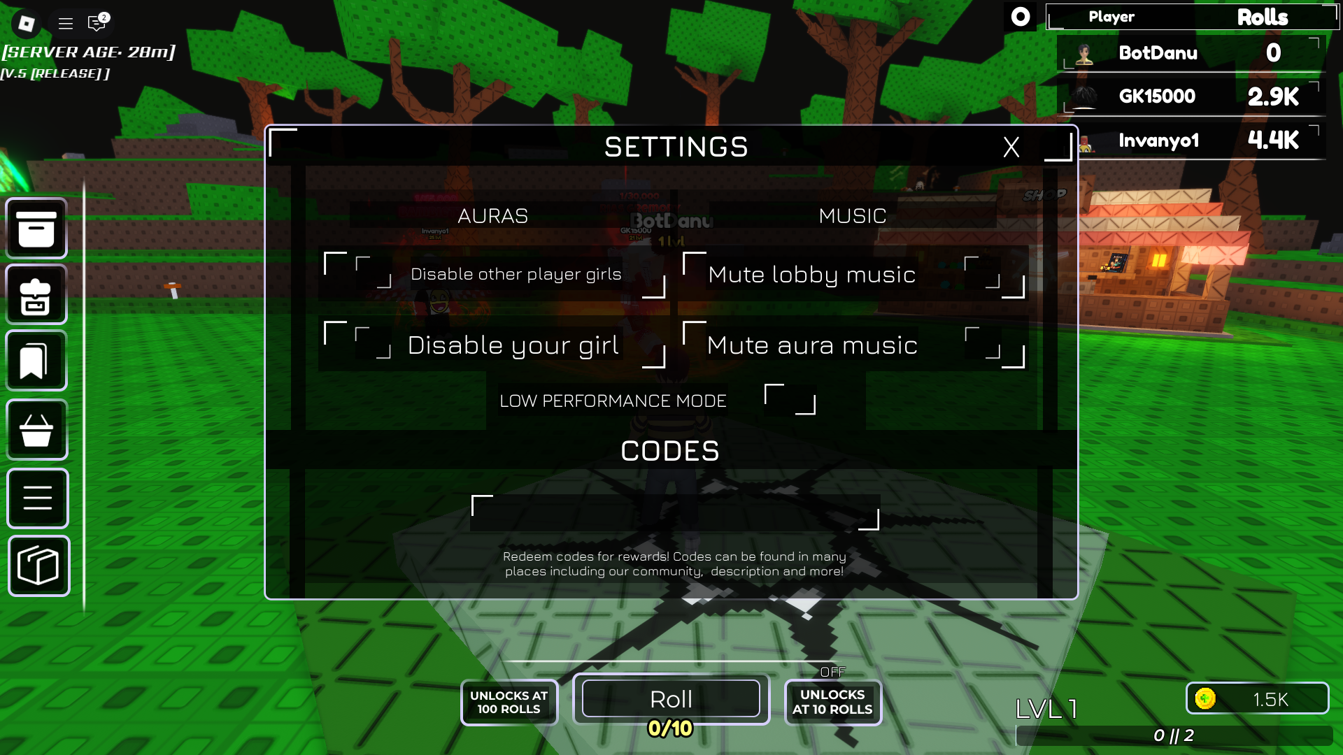 Redeeming codes (Image via Roblox)