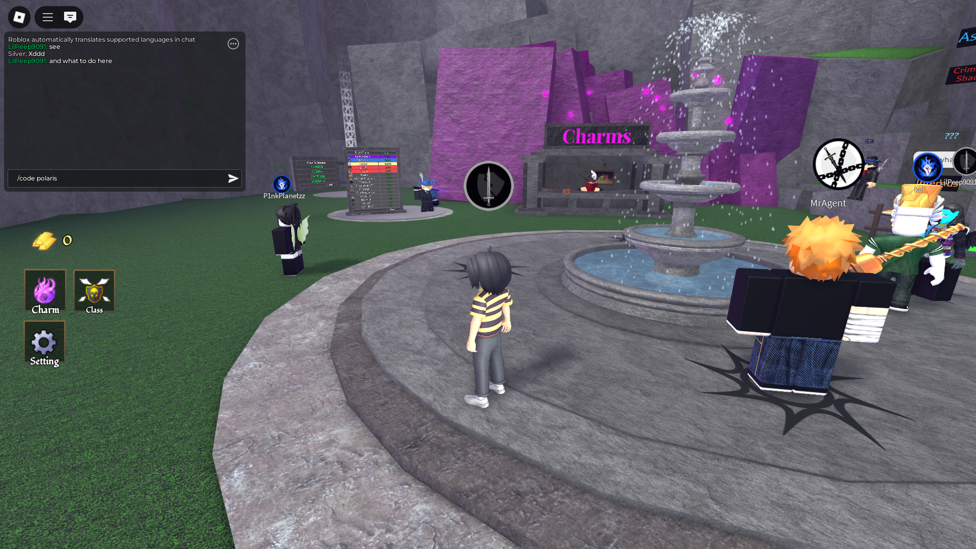 Redeeming code through chat (Image via Roblox)