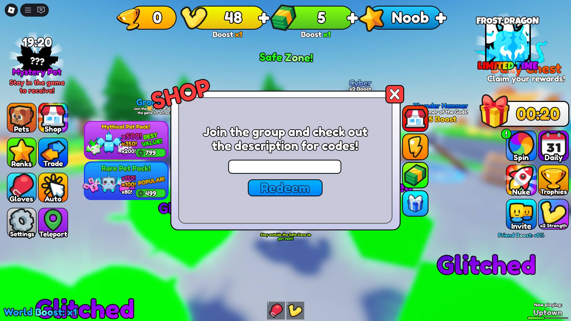 Redeeming codes (Image via Roblox)