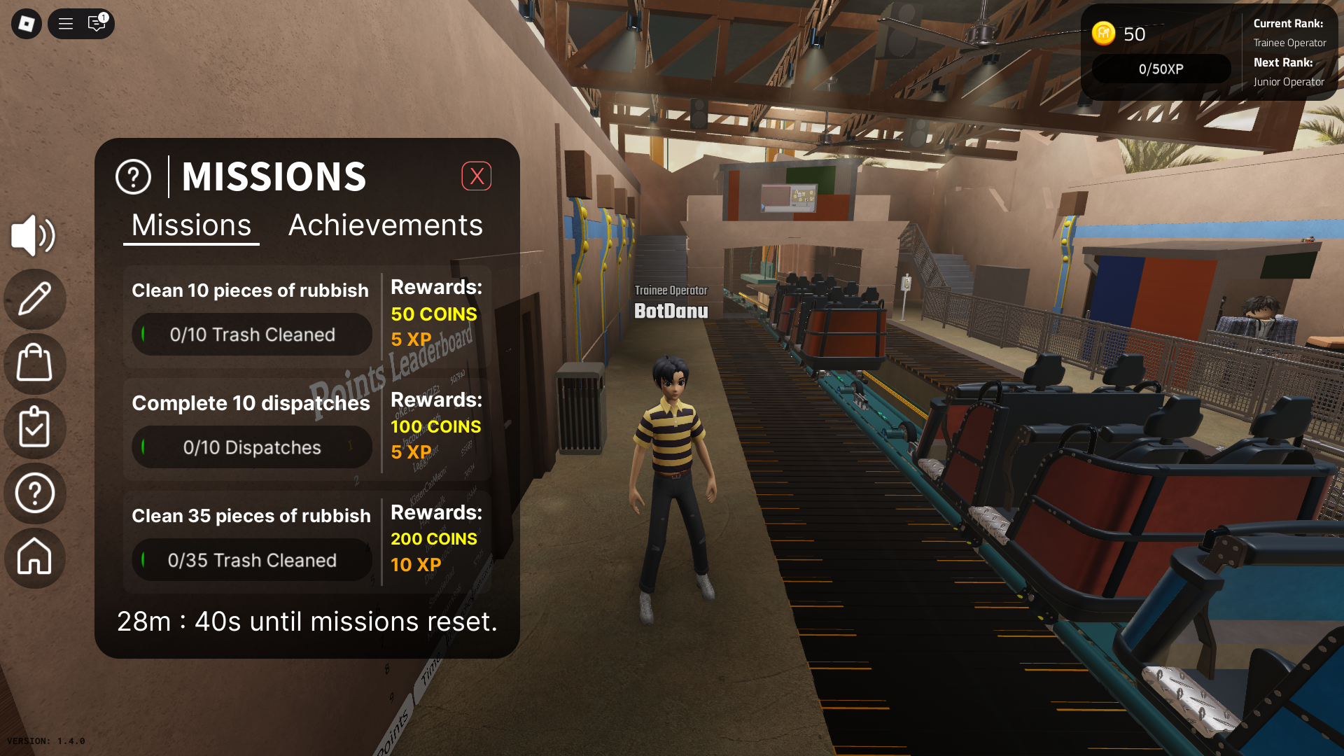 Completing missions for rewards (Image via Roblox)