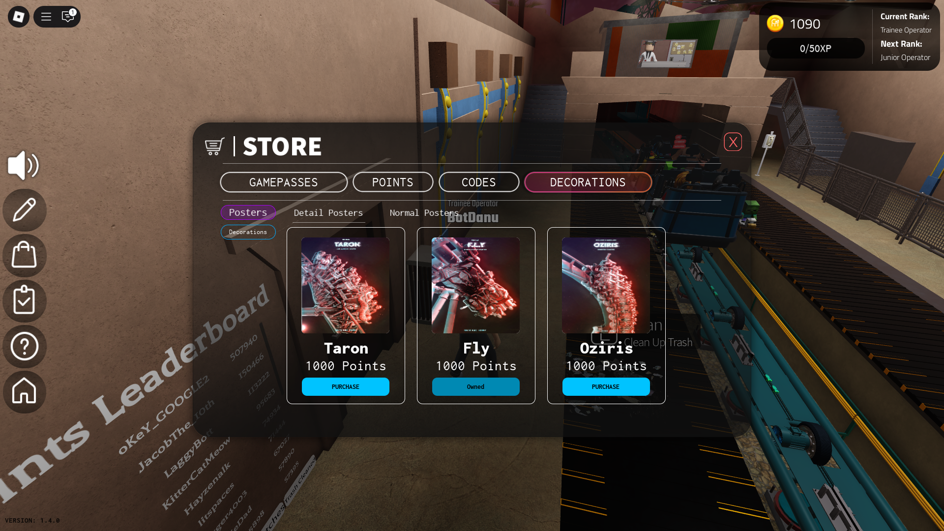 Buying decorations from coins (Image via Roblox)