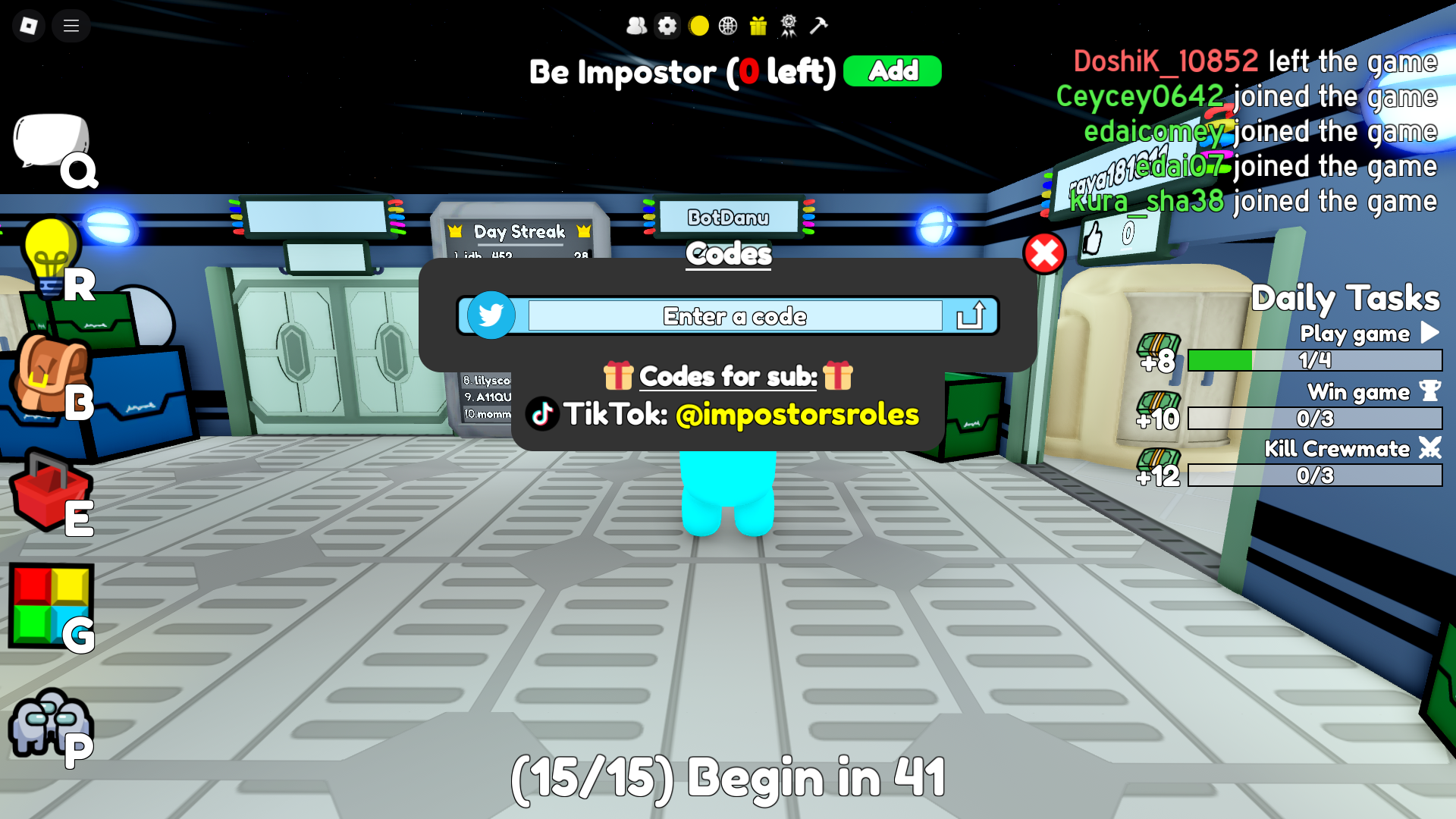Redeeming codes (Image via Roblox)